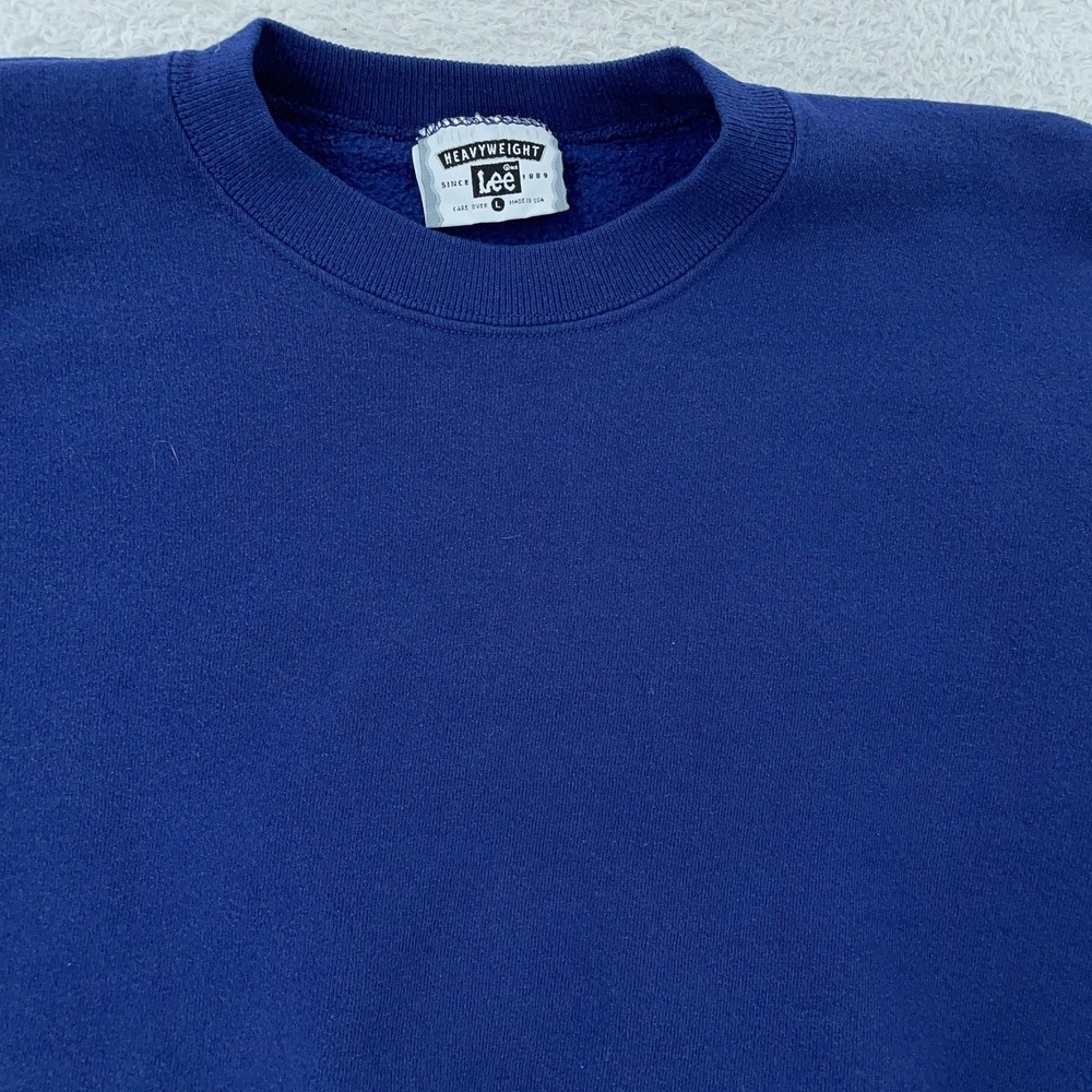 Vintage Lee Blank Blue Sweatshirt Mens Medium Heavyweight Crewneck‎ USA 90s